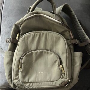 Isaac Mizrahi Khaki Backpack with Gold Accents